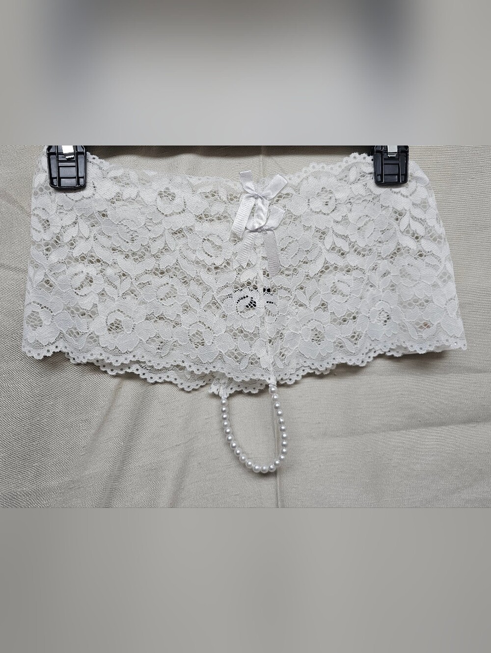 iCollection Women's Lace And Pearl Boyshort Size Small/Medium